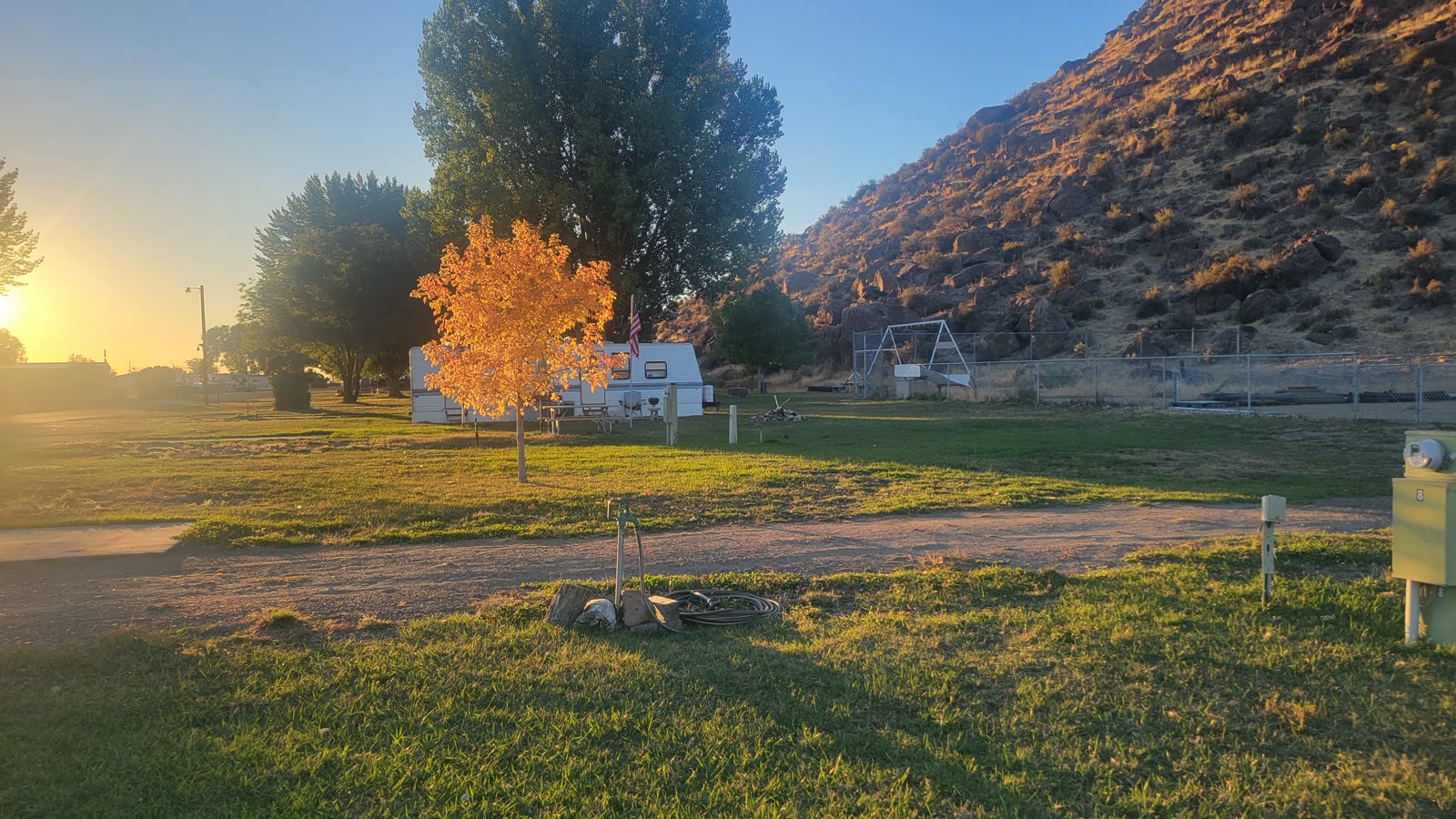 Sunny Ridge RV Park grounds in the Owyhee high desert